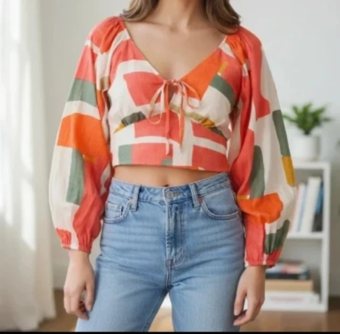 Zara Abstract Print Cropped top Brand New
