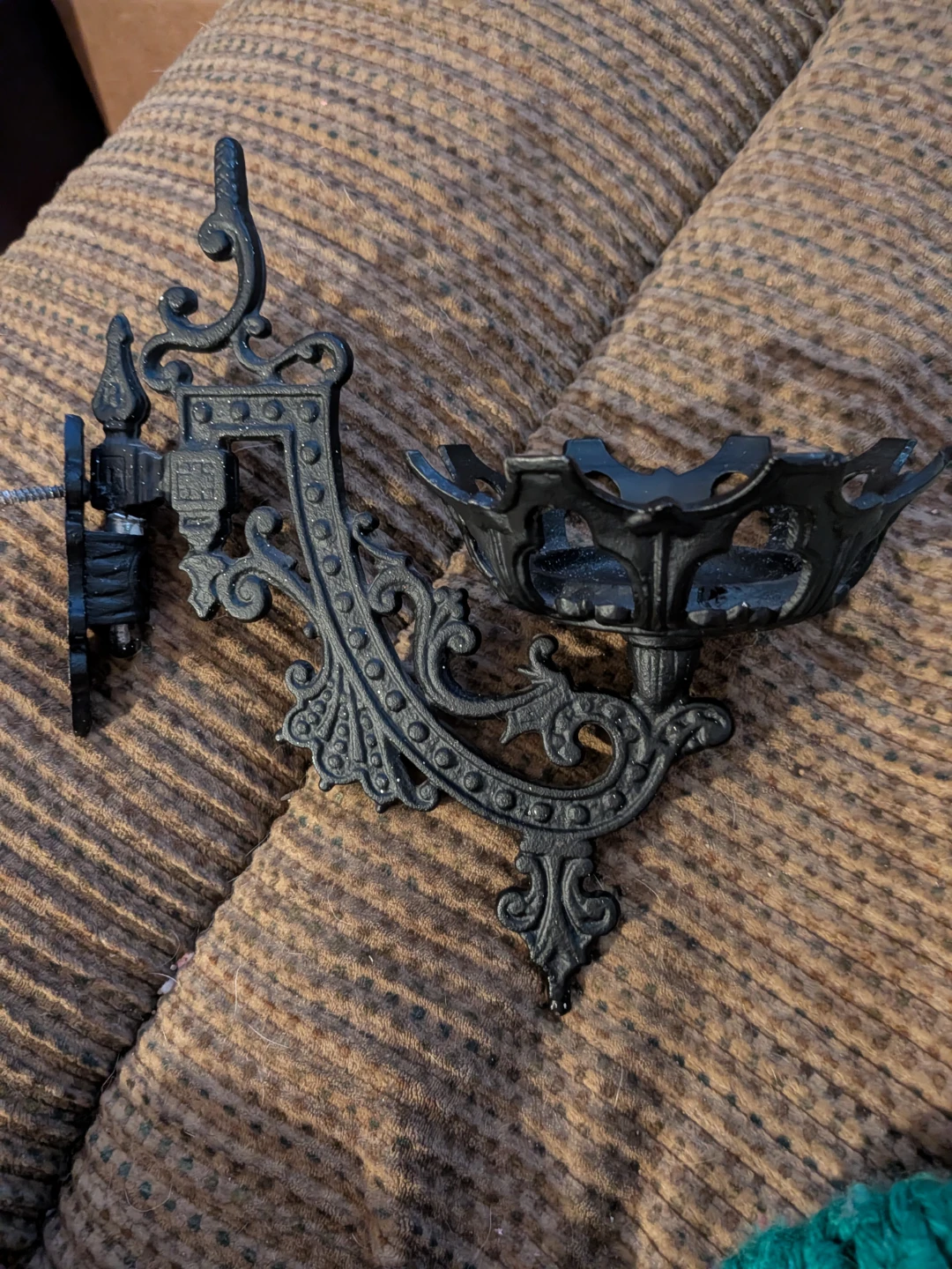 Black Cast Iron Wall Sconce Candle Holder - photo 3