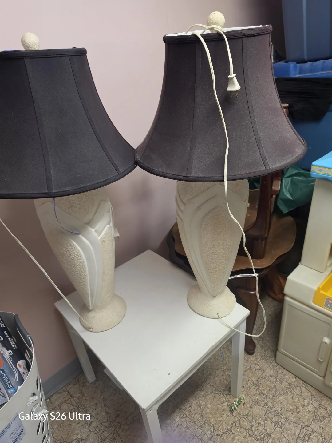 Pair of Table Lamps with Black Shades