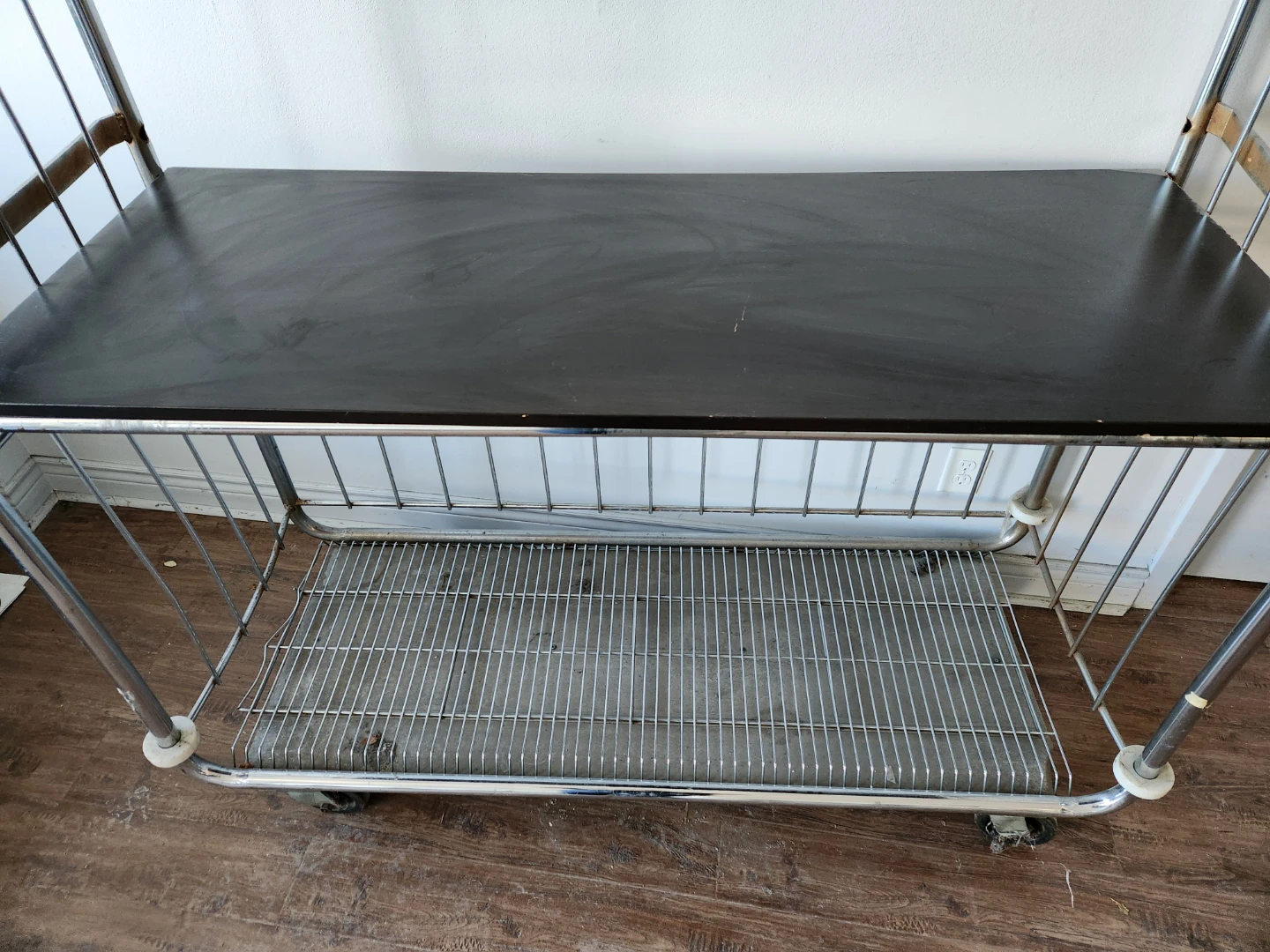 Vintage Rolling Cart with Black Top Shelf - photo 2