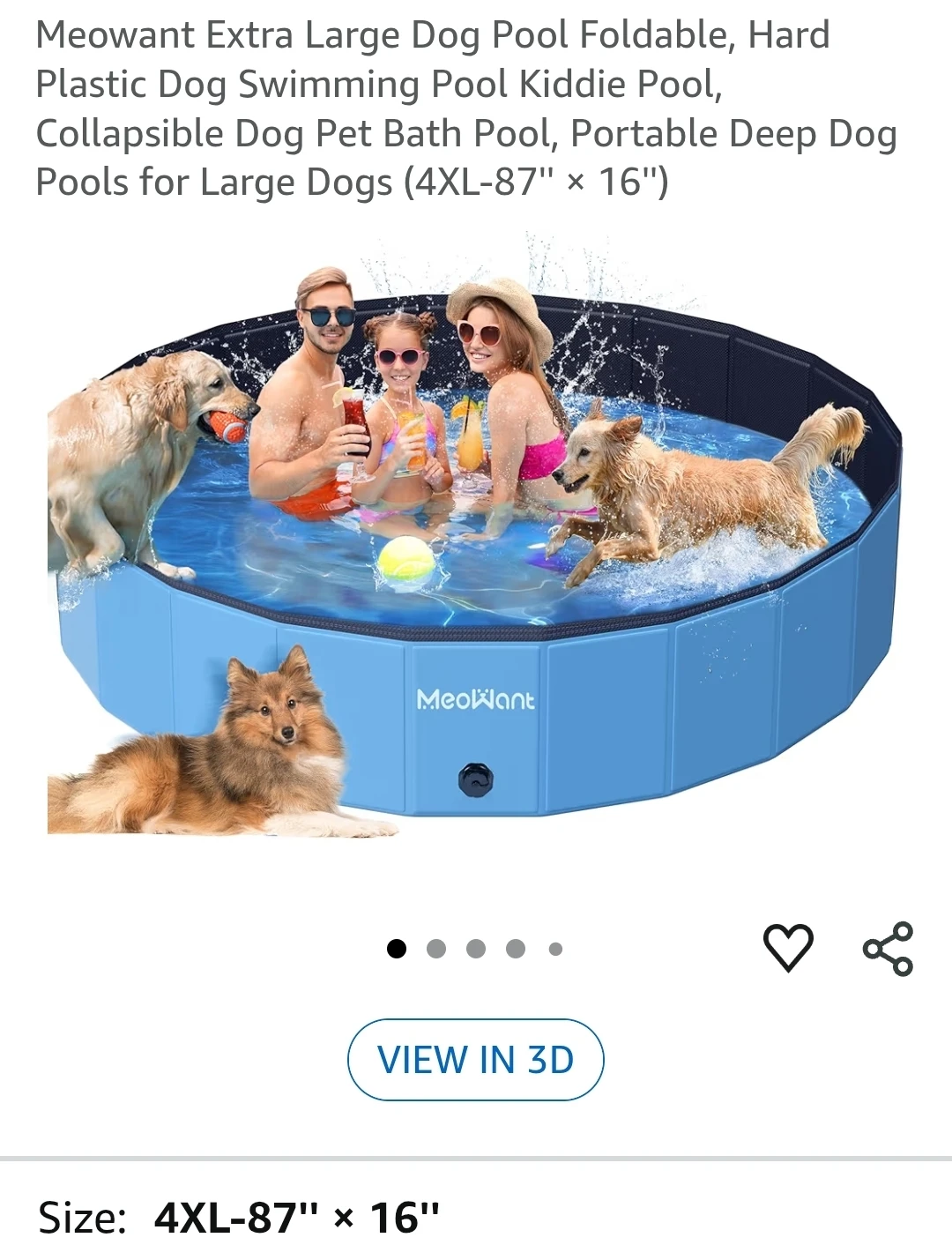 Meowant Extra Large Dog Pool Foldable 4XL-87" x 16"