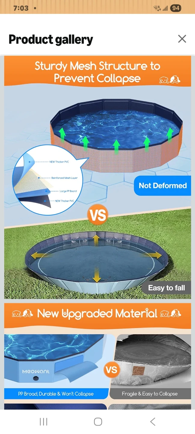 Meowant Extra Large Dog Pool Foldable 4XL-87" x 16" - photo 2