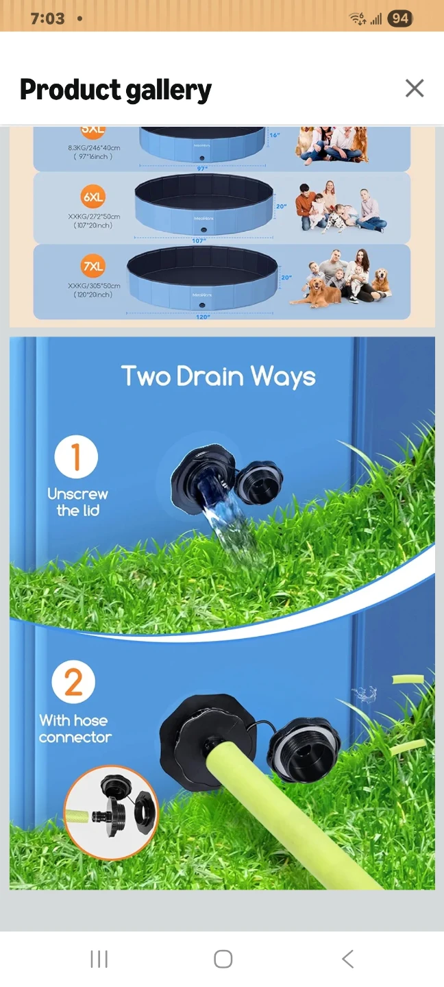 Meowant Extra Large Dog Pool Foldable 4XL-87" x 16" - photo 3