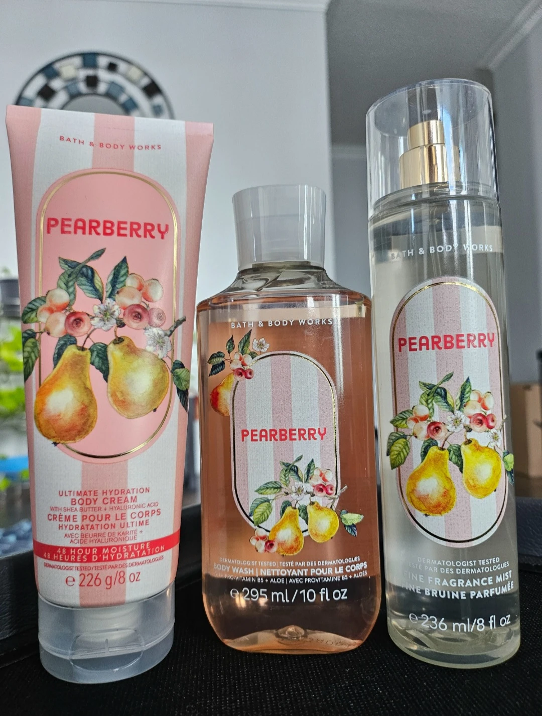 Bath & Body Works Pearberry Body Cream, Wash & Mist Set
