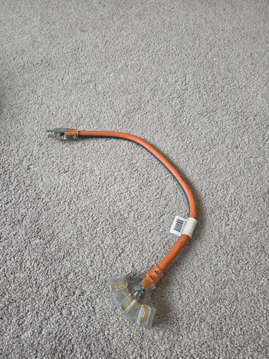Orange 3-Way Outlet Splitter Extension Cord