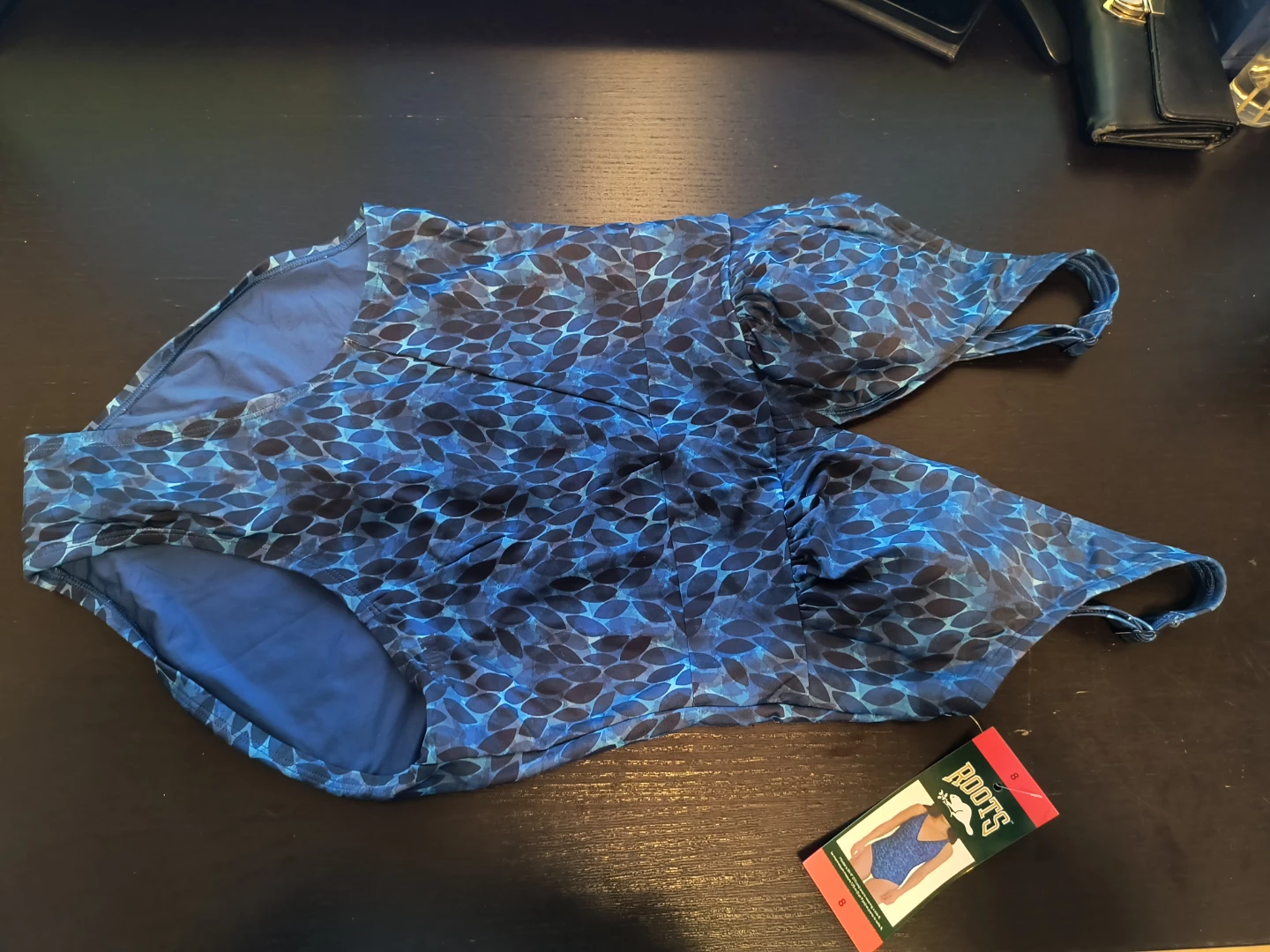 Roots Women's Blue Leaf Print One-Piece Swimsuit Size 8