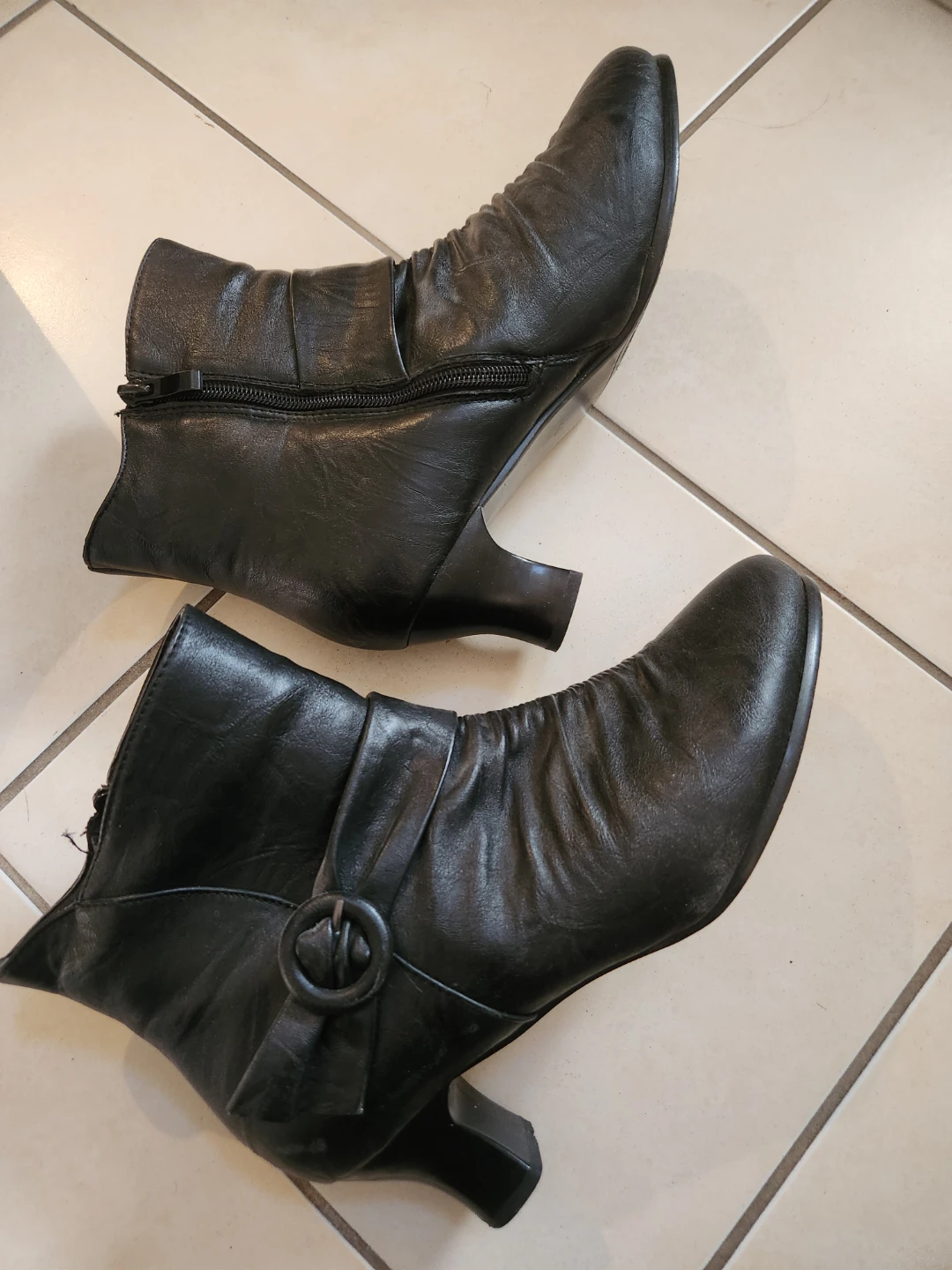 Black Ankle Boots with Buckle Detail - photo 3