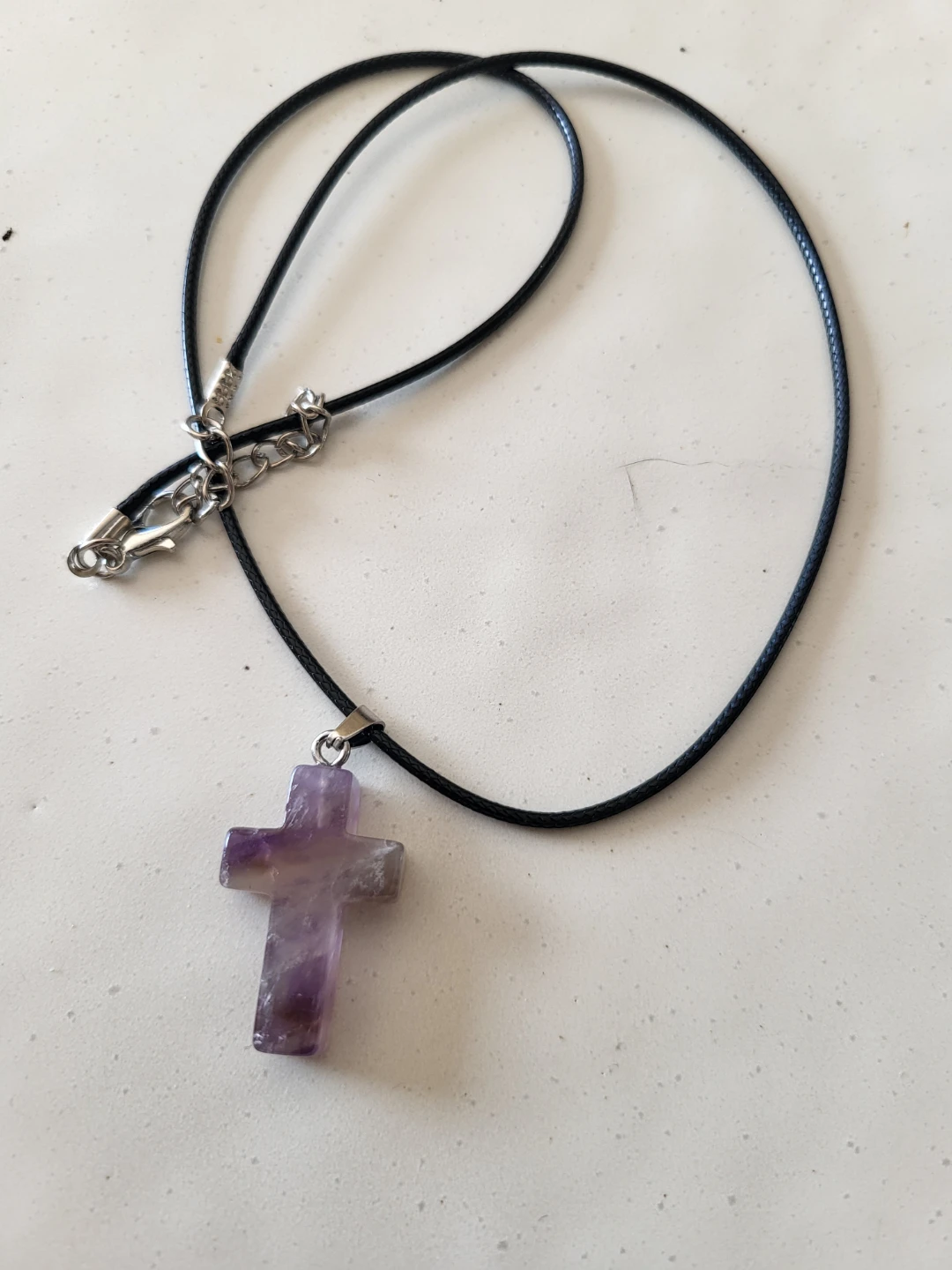 Amethyst Crystal Cross Pendant Necklace