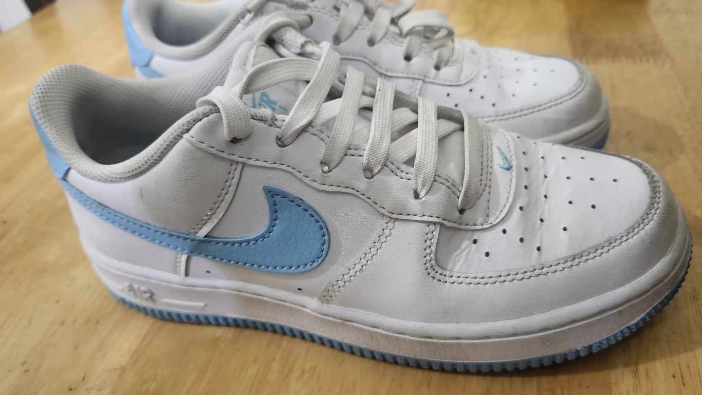 Nike Air Force 1 Youth Sneakers White/Light Blue Size 4Y