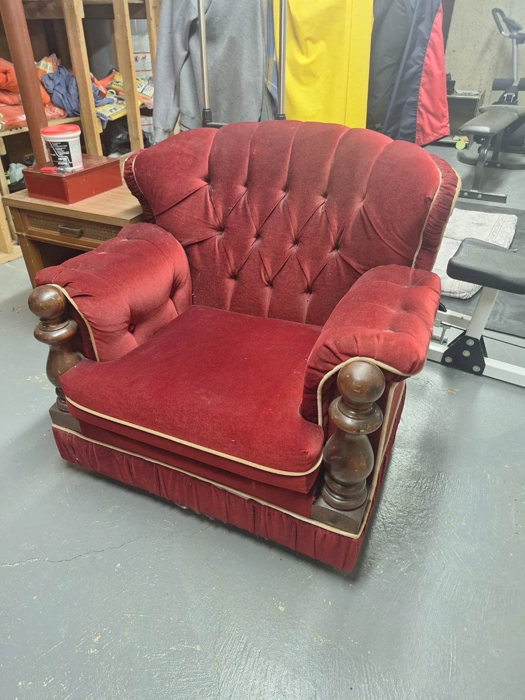 Red Velour Armchair