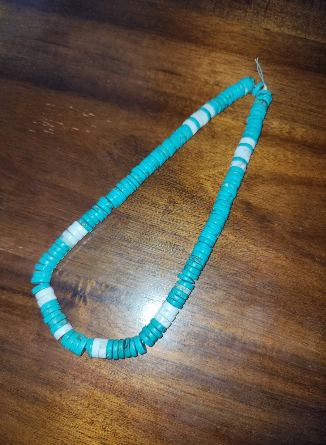 Handmade Turquoise Heishi Bead Necklace with White Howlite - photo 2