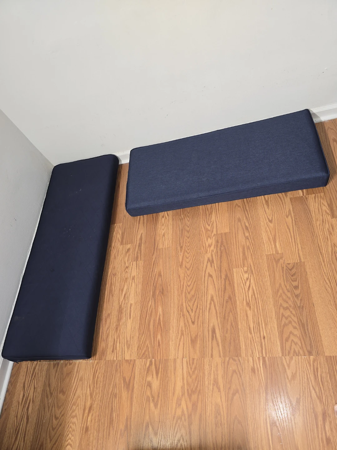 Navy Blue L-Shaped Bench Cushions (Set of 2)