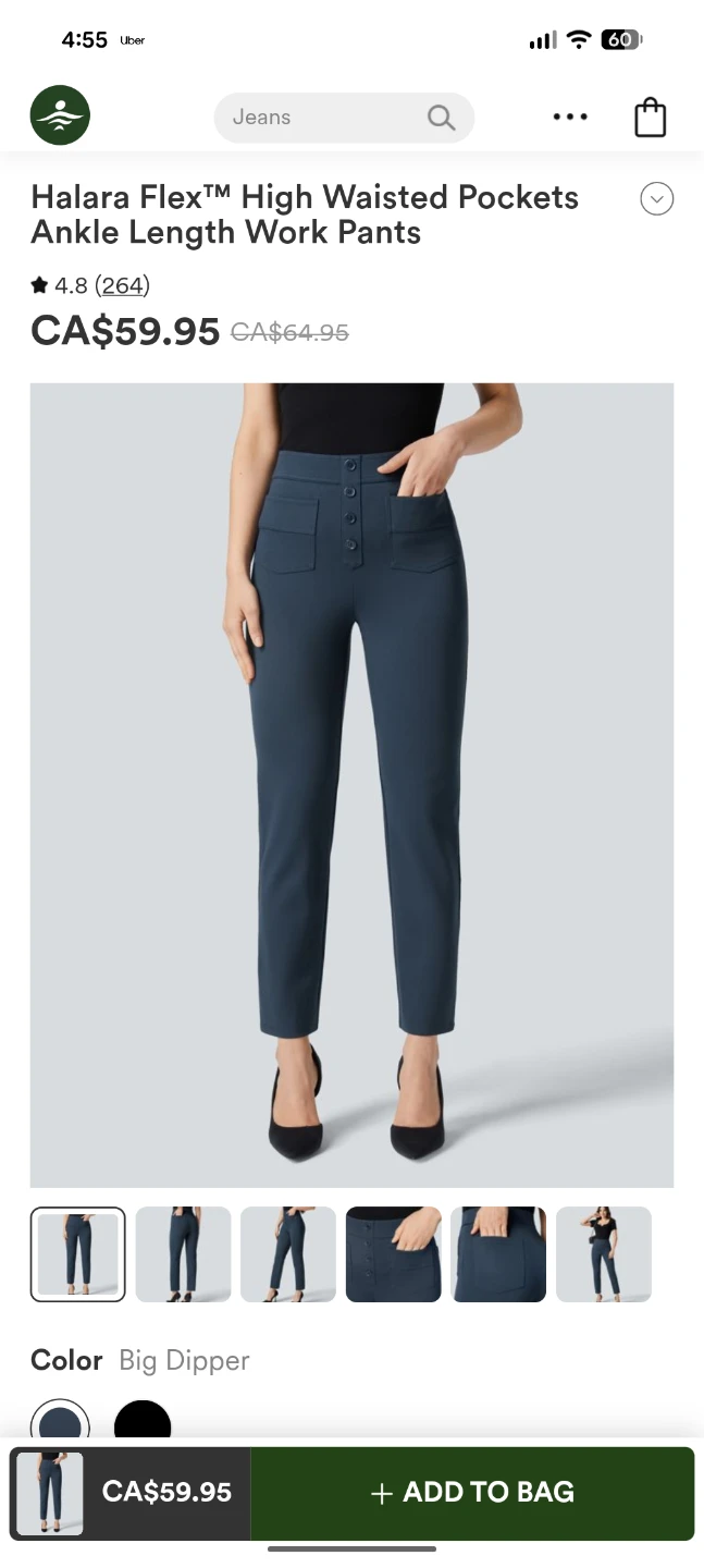 Halara High Waisted Pockets Ankle Length Work Pants - XL