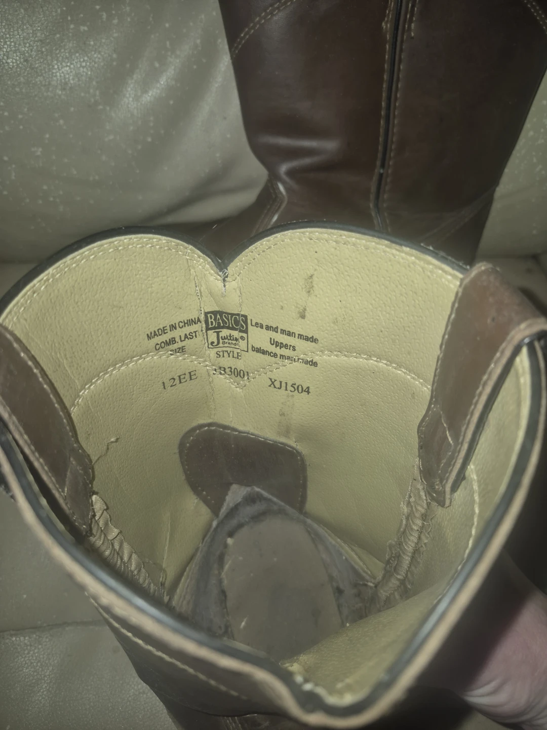 Brown Leather Cowboy Boots Size 12EE