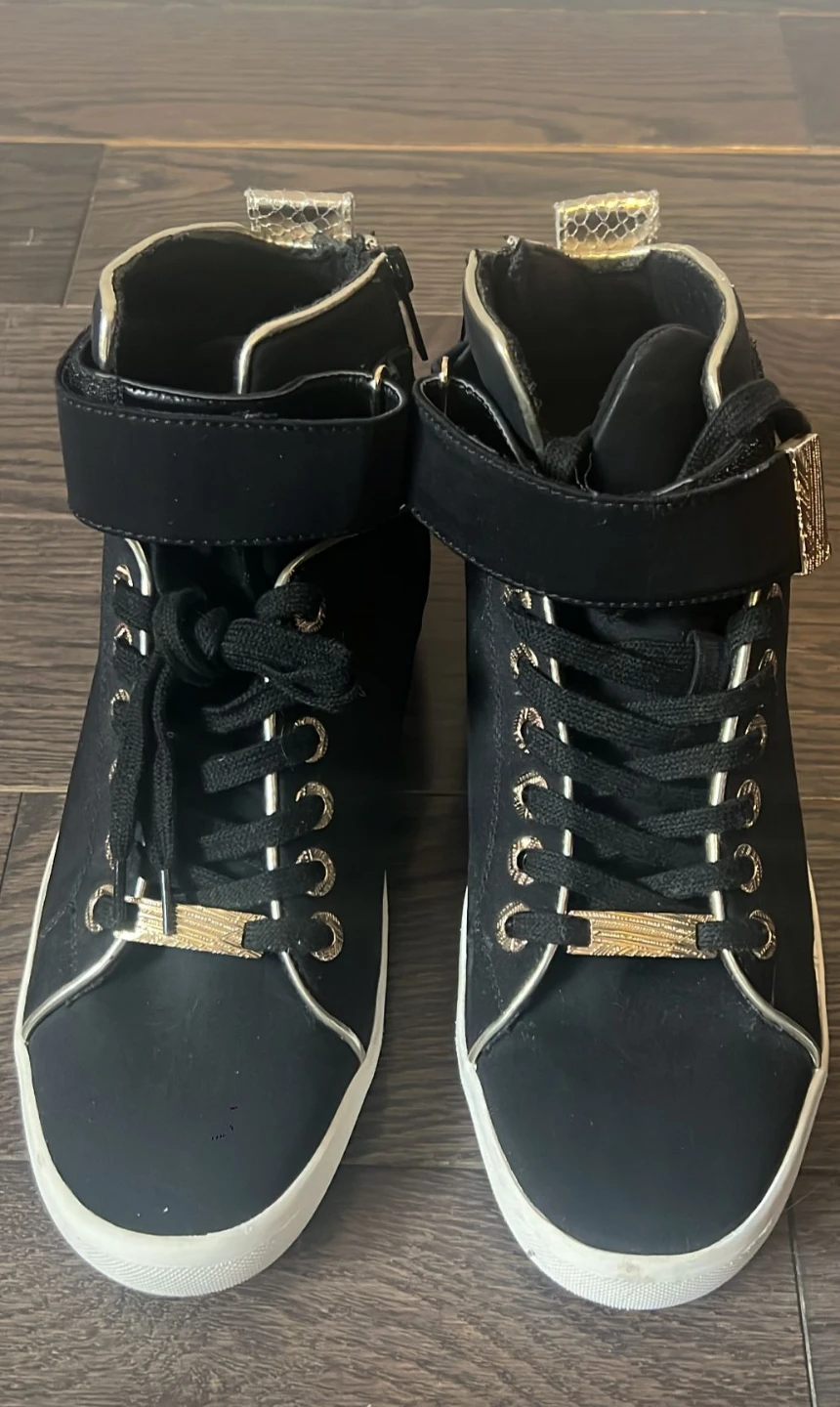 ALDO black high-top sneakers with gold accents - photo 2