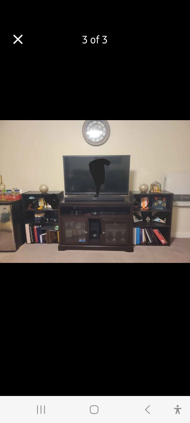 Dark Wood TV Stand with Glass Doors