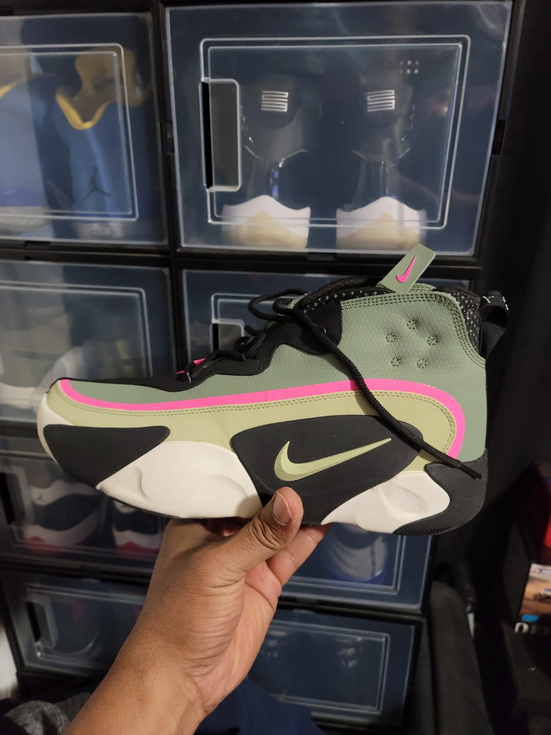 Nike Basketball Shoes - Olive Green & Pink - photo 2