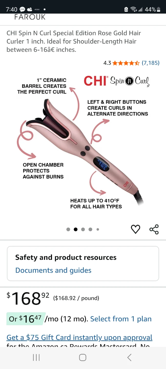 CHI Spin N Curl Rose Gold Hair Curler - 1 inch - photo 3