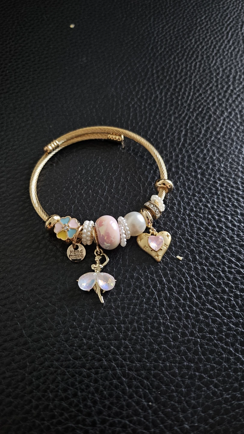 Gold Charm Bracelet with Ballerina and Heart Charms