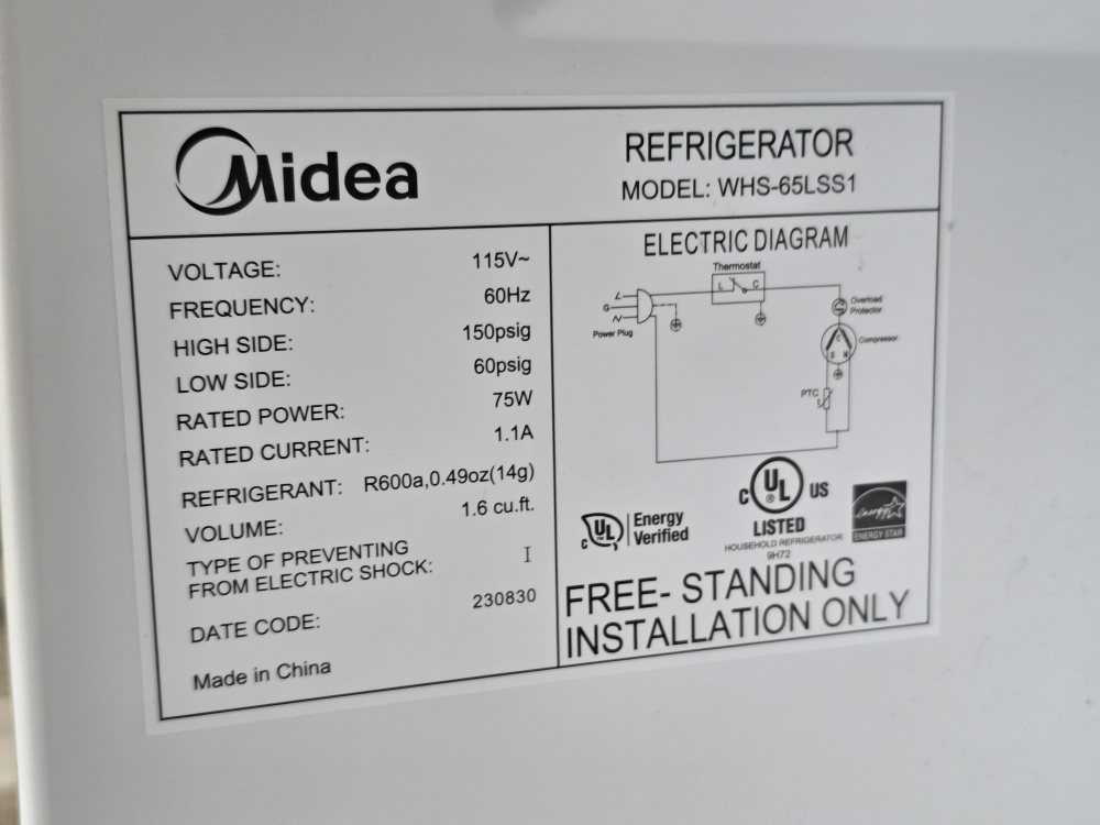Midea Mini Fridge WHS-65LSS1 - photo 2