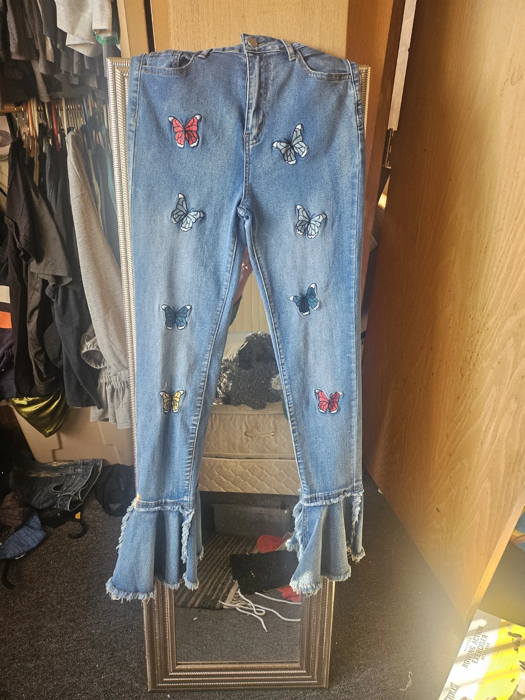 Women's Butterfly Patch Flared Jeans - Size M - photo 3