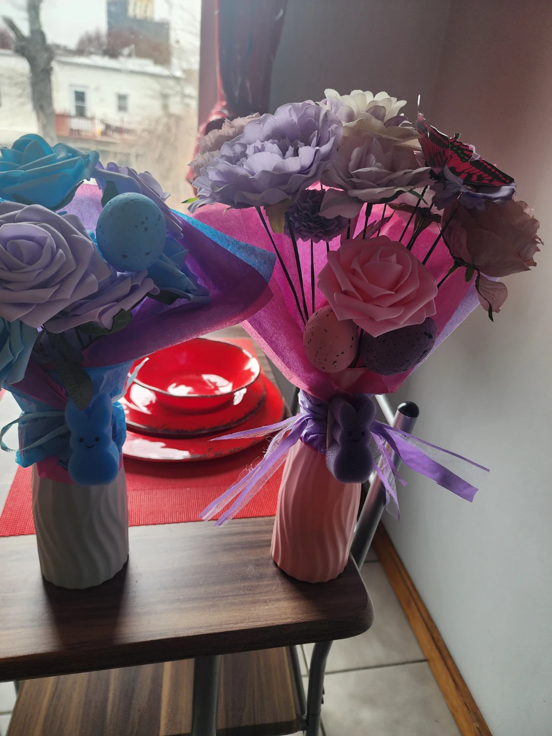 Artificial Tulip and Rose Flower Arrangements with Peeps - photo 2