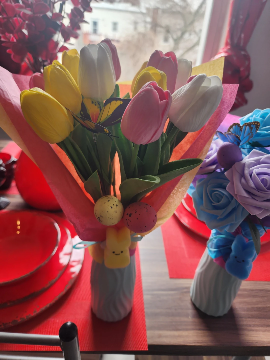 Artificial Tulip and Rose Flower Arrangements with Peeps - photo 3