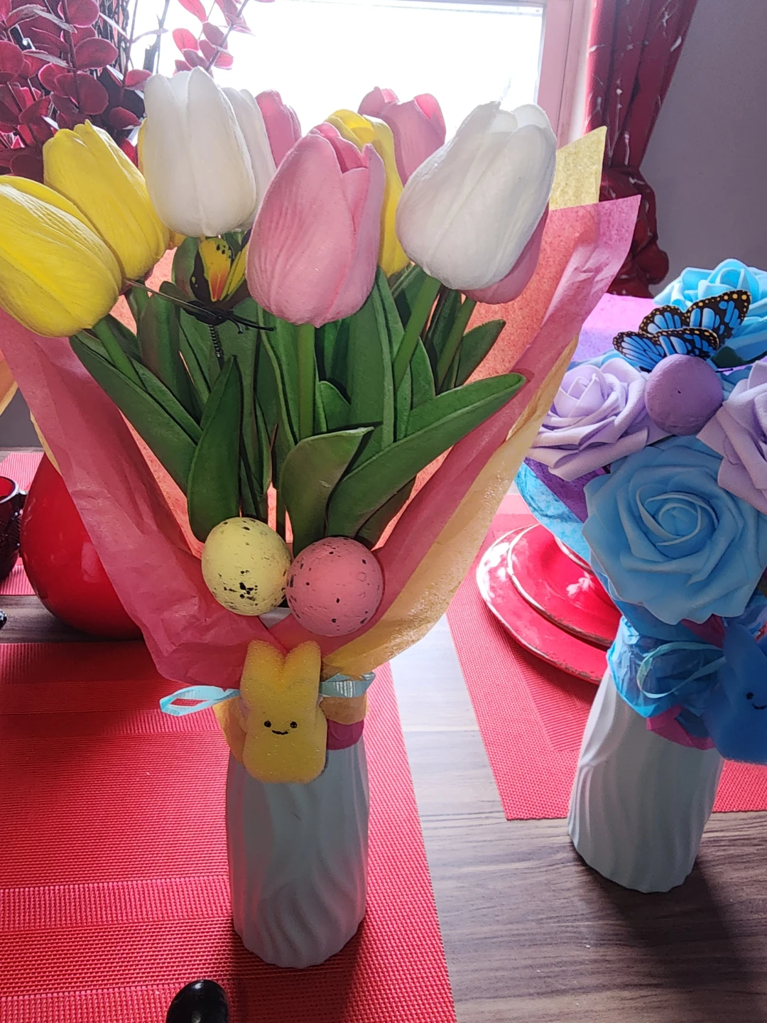 Artificial Tulip and Rose Flower Arrangements with Peeps - photo 5