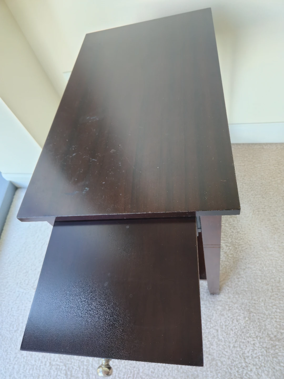 Dark Wood Accent Table with Drawer - photo 5