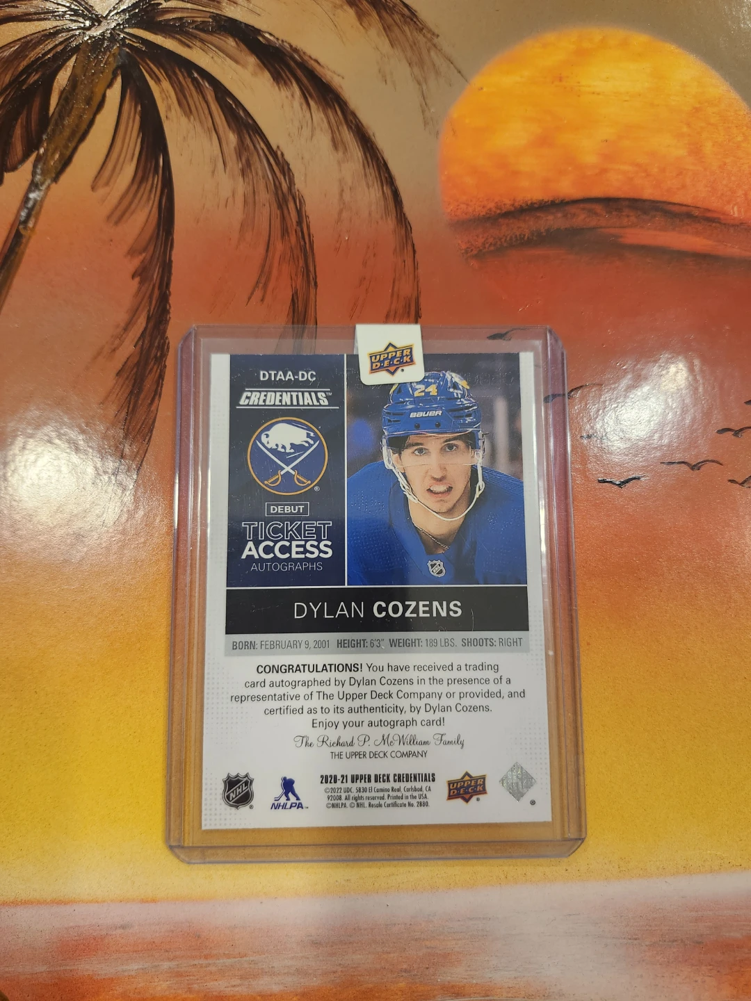 2020-21 Upper Deck Dylan Cozens Credentials - photo 2