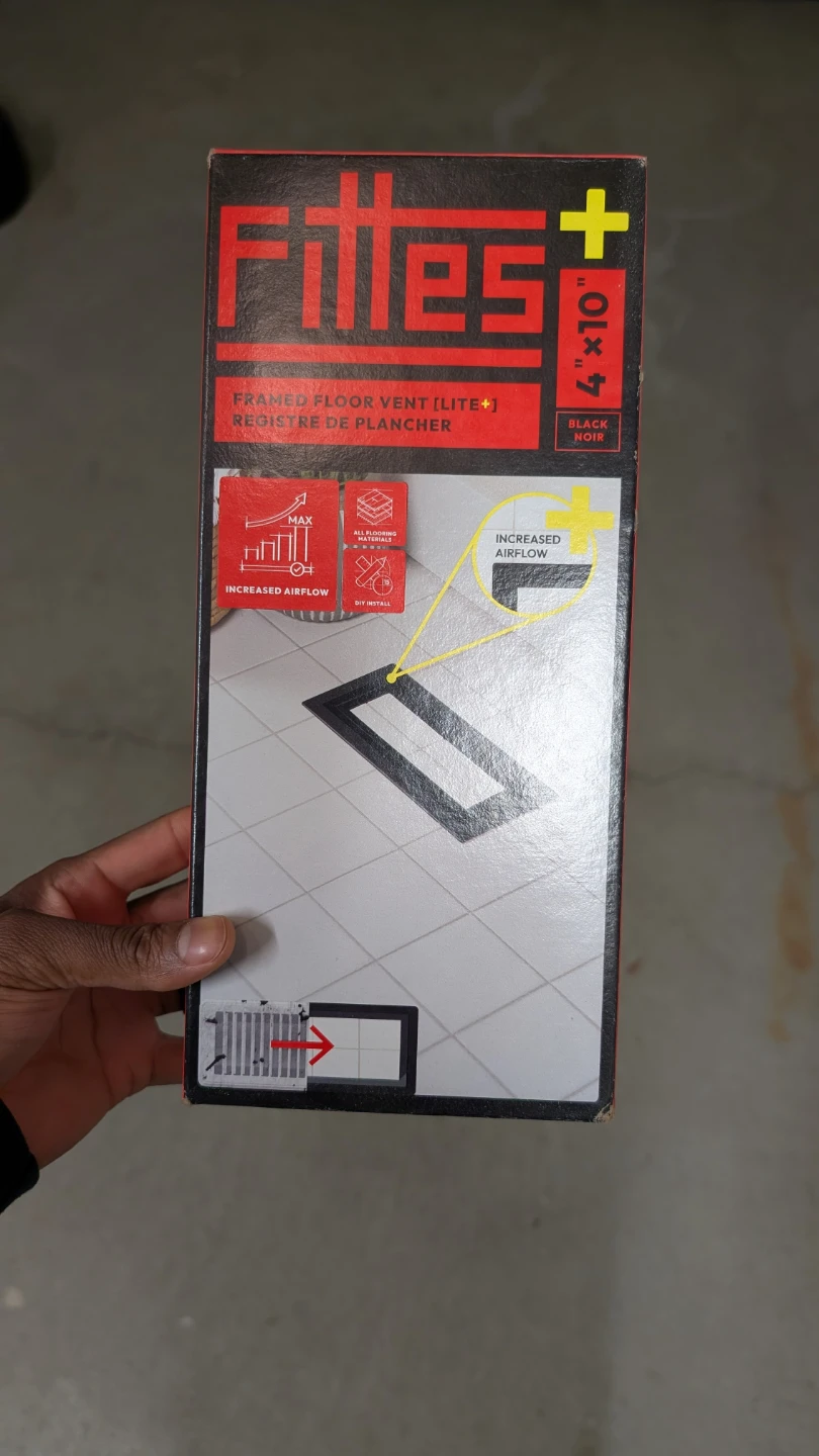 Fittes Framed Floor Vent Lite+ 4"x10" Black