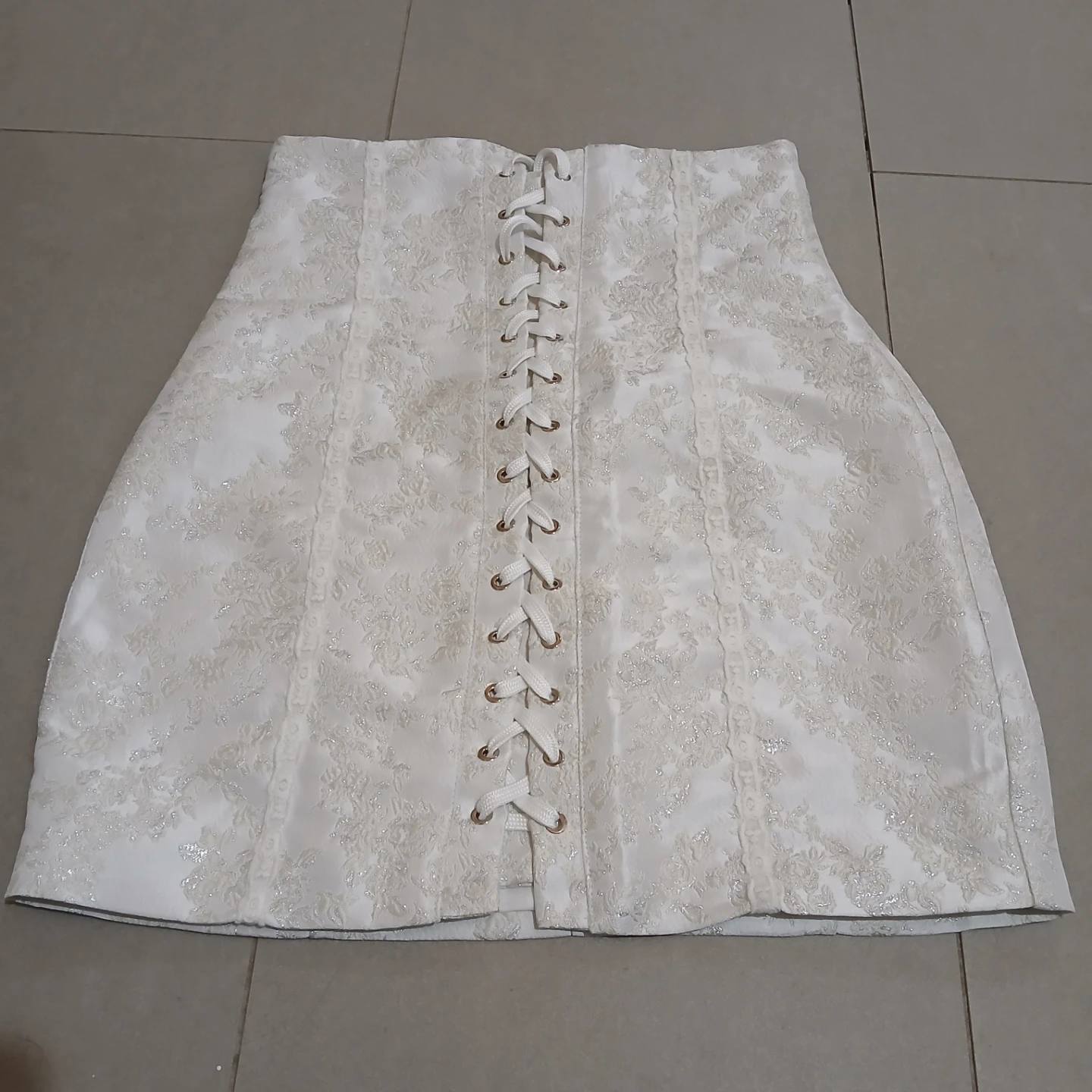 White Jacquard Corset Skirt