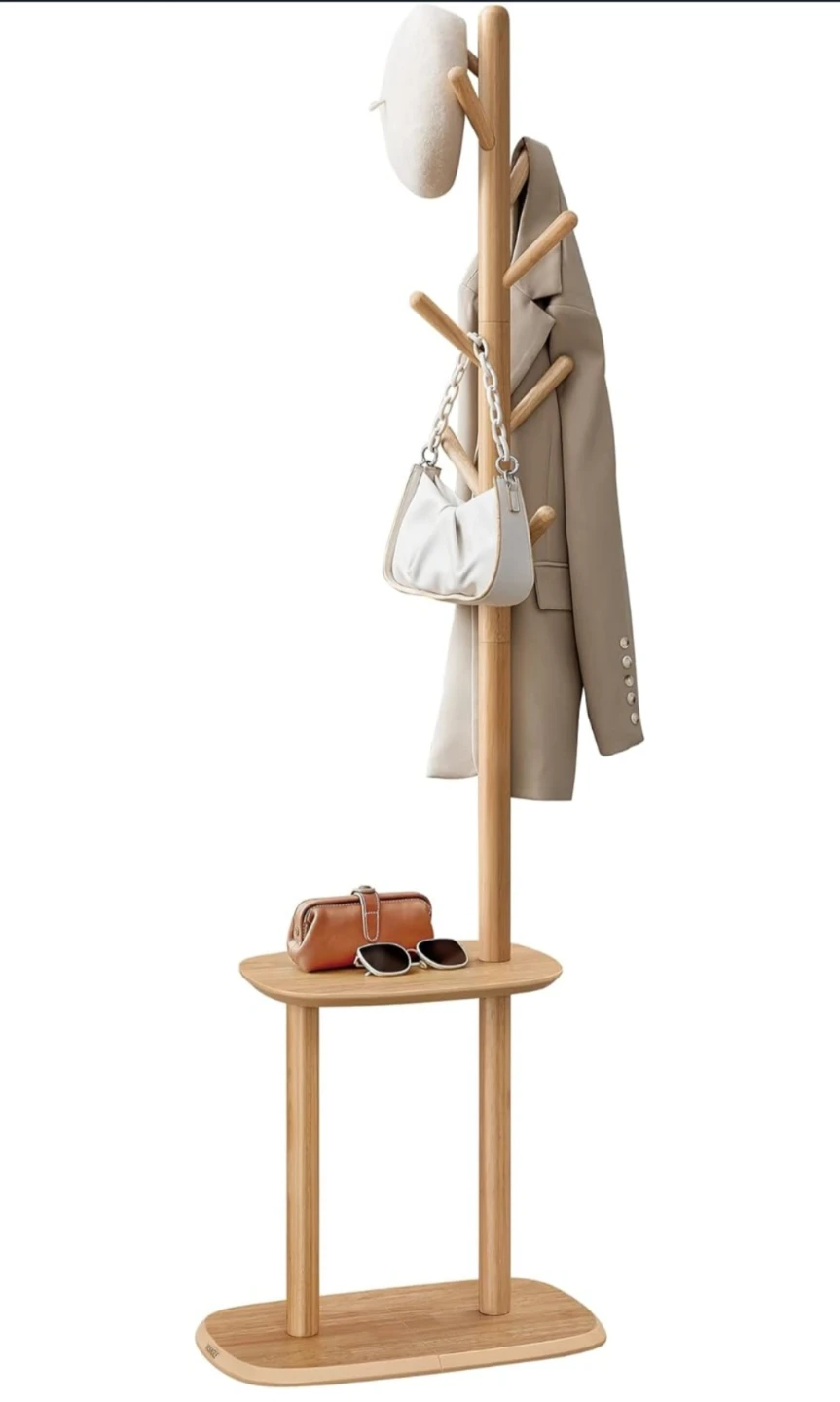 VASAGLE Coat Rack with Shelf and 8 Hooks