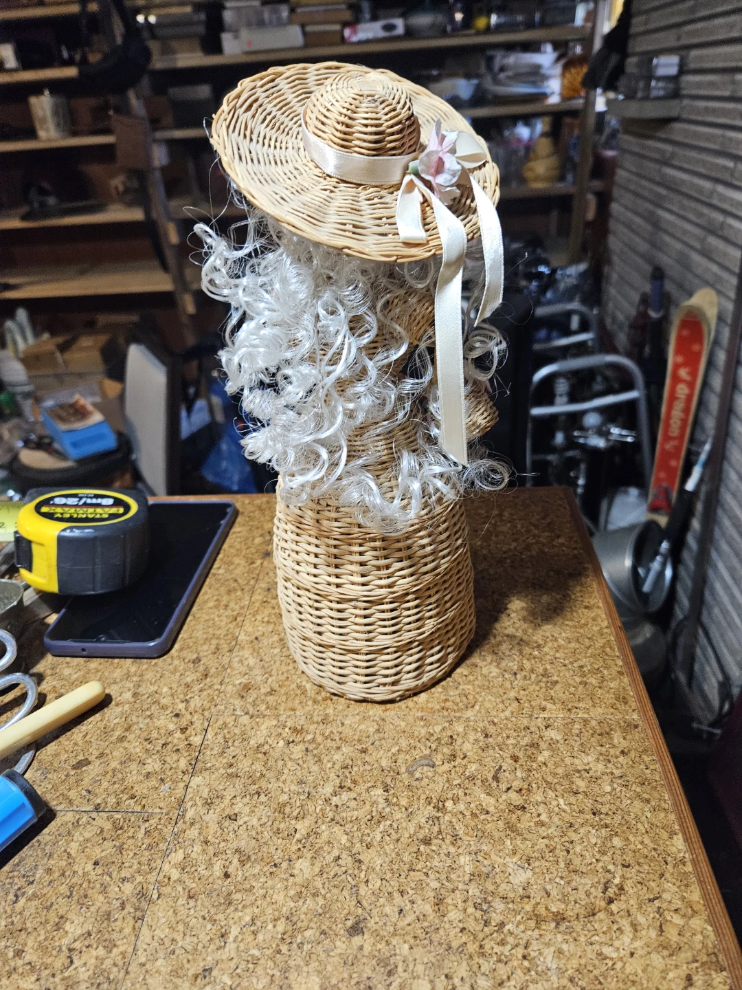 Wicker Doll Decoration with Hat - photo 4