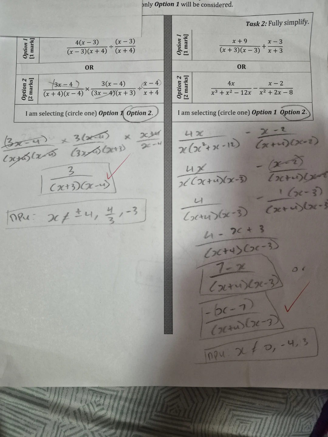 Math 20-1/ AP, test with correction