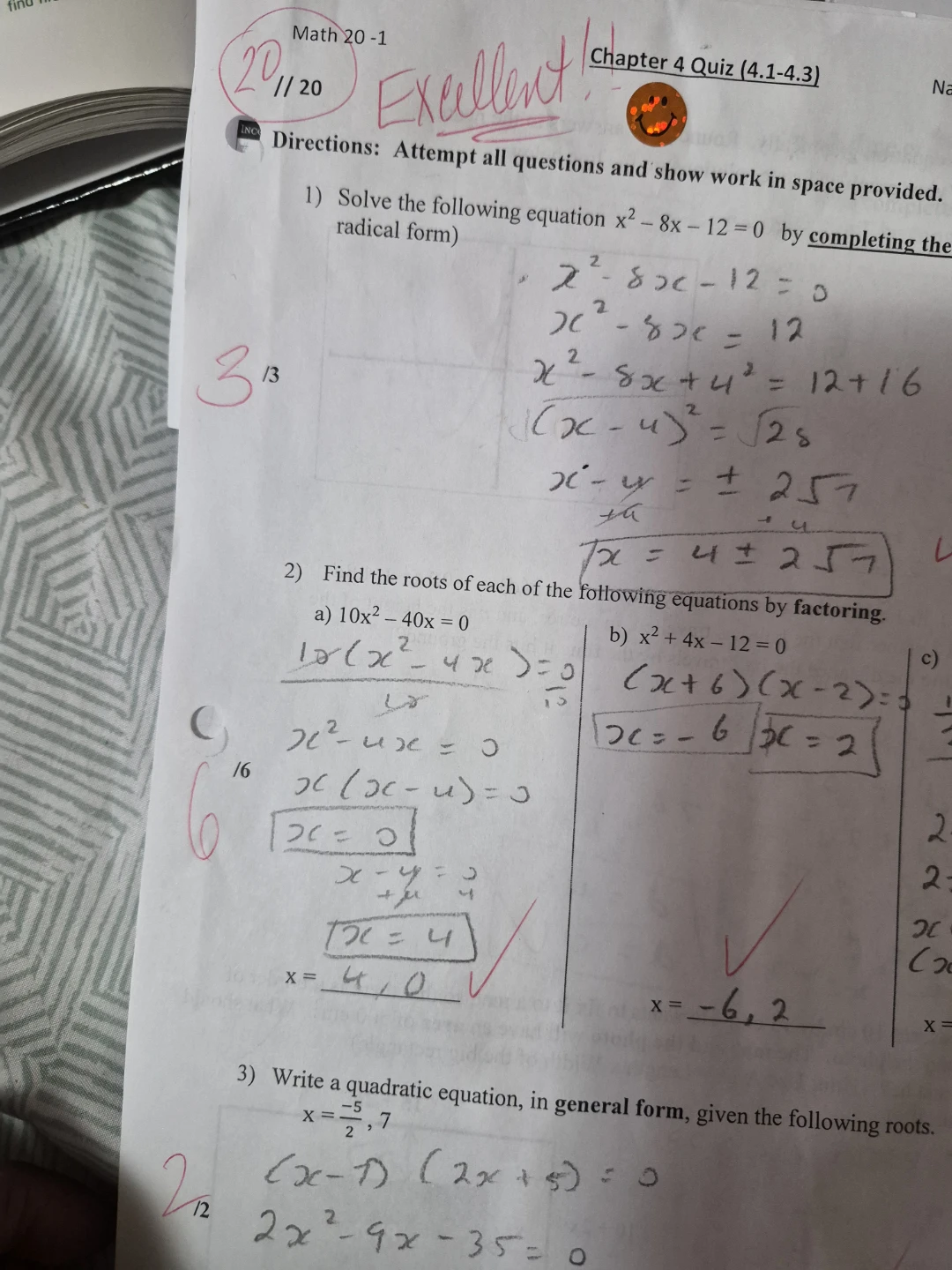 Math 20-1/ AP, test with correction - photo 4