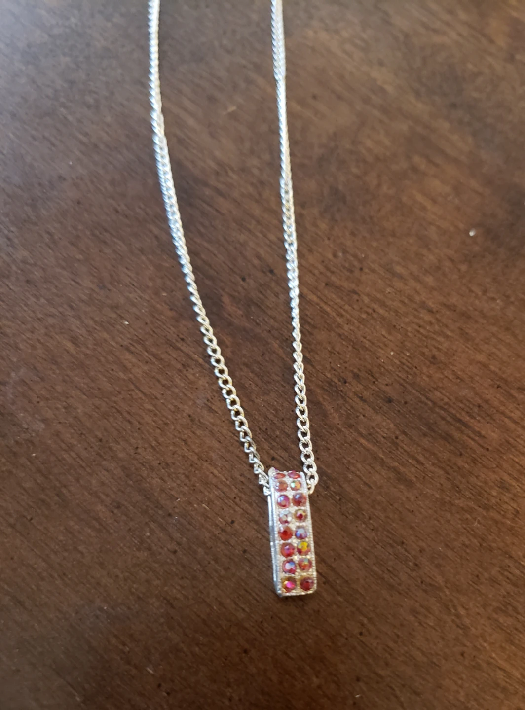 Silver tone necklace with rubi gems. - photo 2