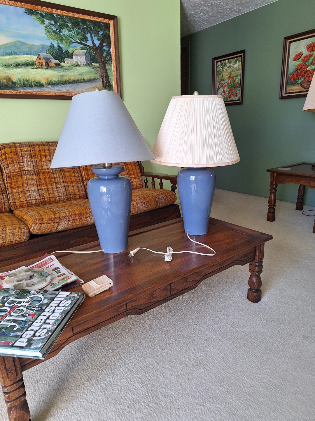 Pair of Blue Ceramic Table Lamps