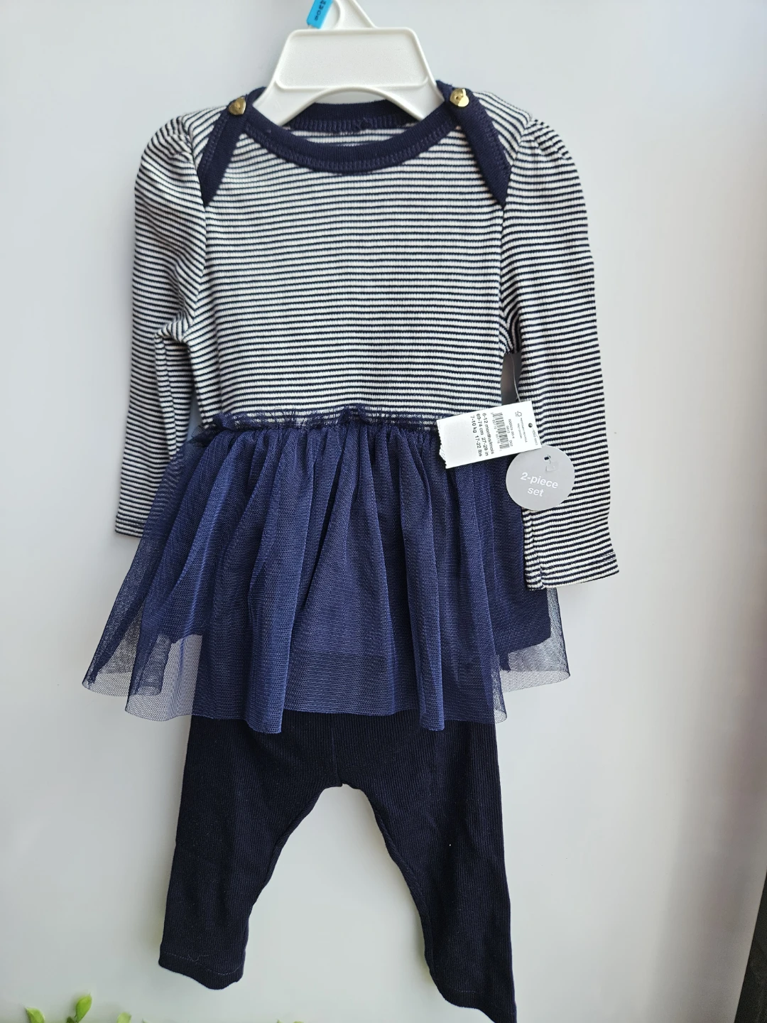 Baby Girl 2-Piece Striped Onsie & Leggings Set