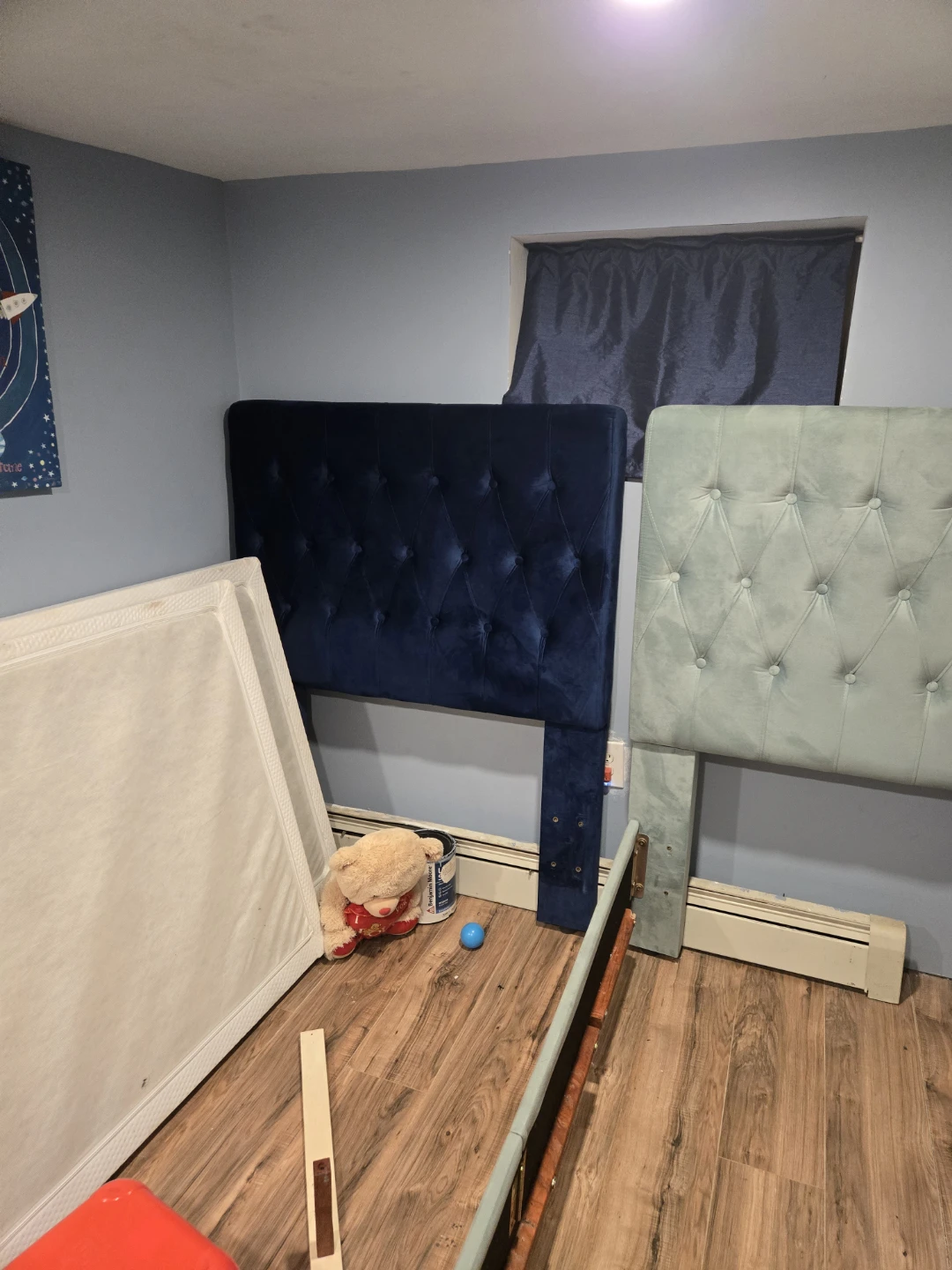 Velvet Tufted Headboards - Navy Blue & Light Blue