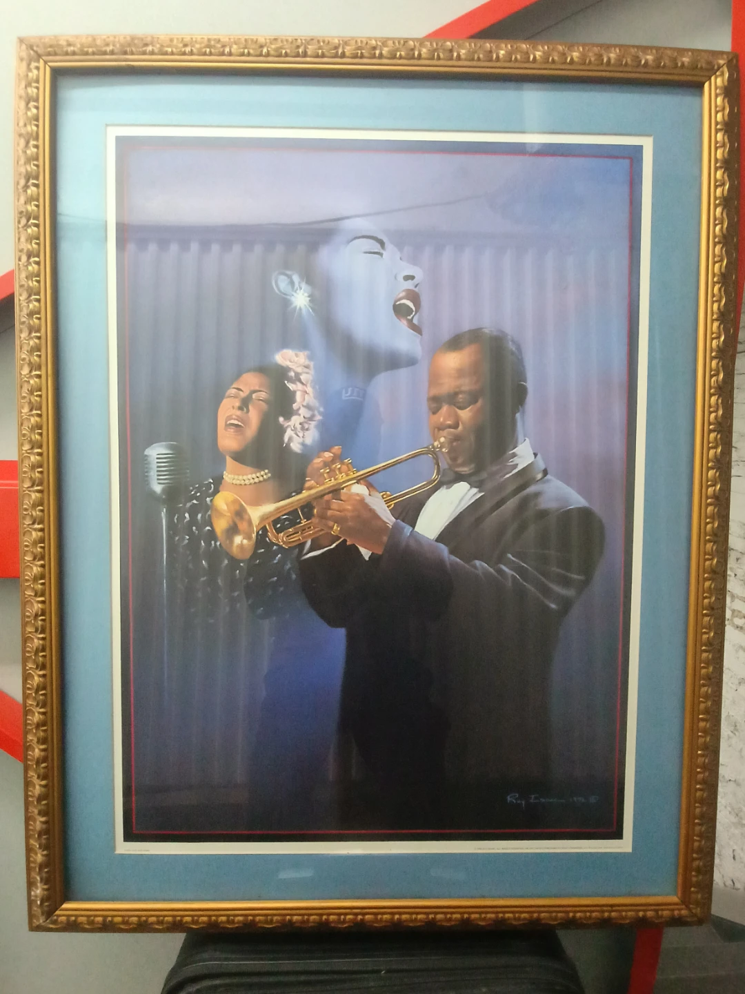 Framed Jazz Art Print - Musicians with Trumpet and Singers