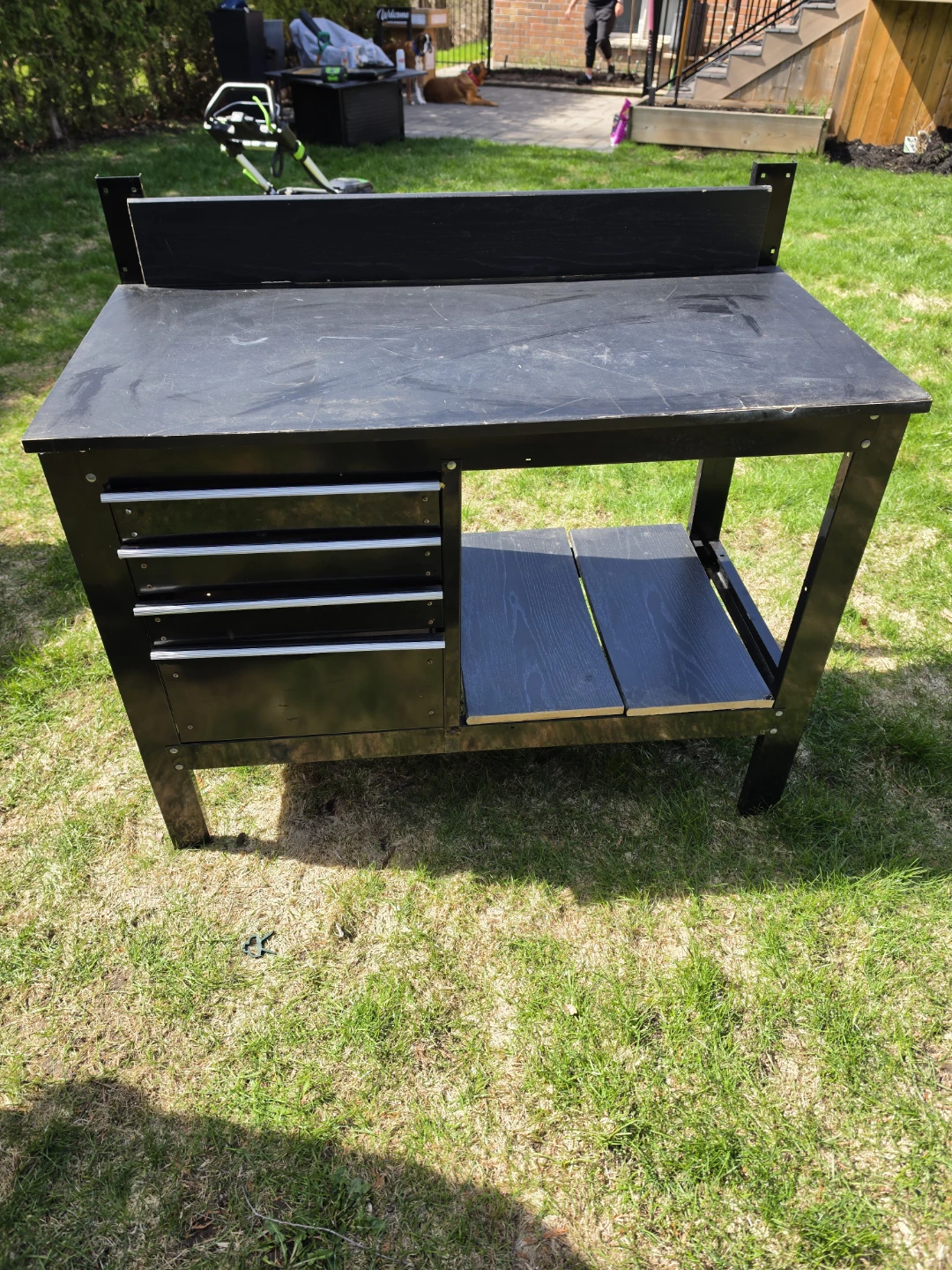 Black Workbench with Drawers