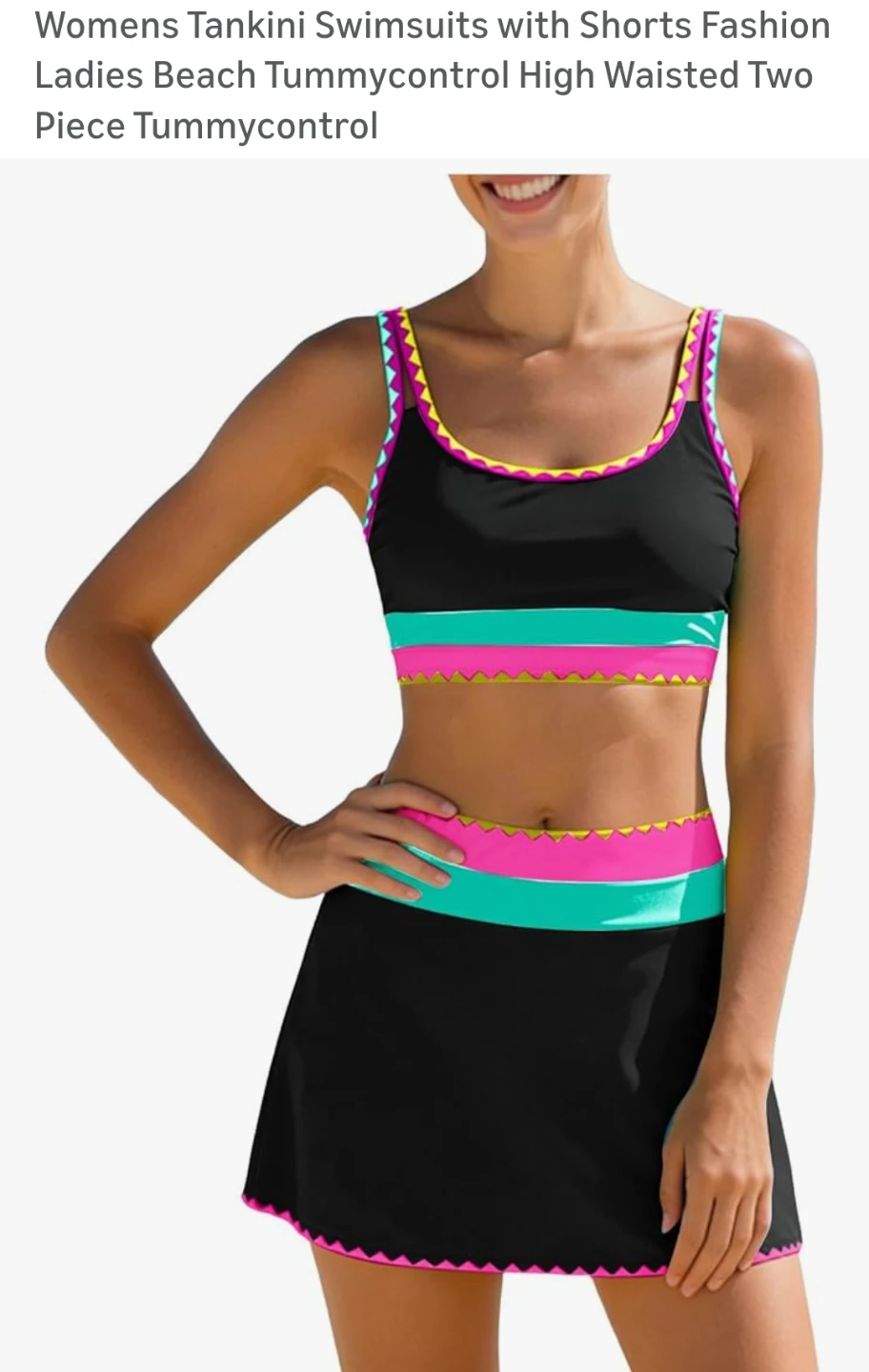 🌱 Womens Tankini Swimsuit with Shorts Skirt - Size M