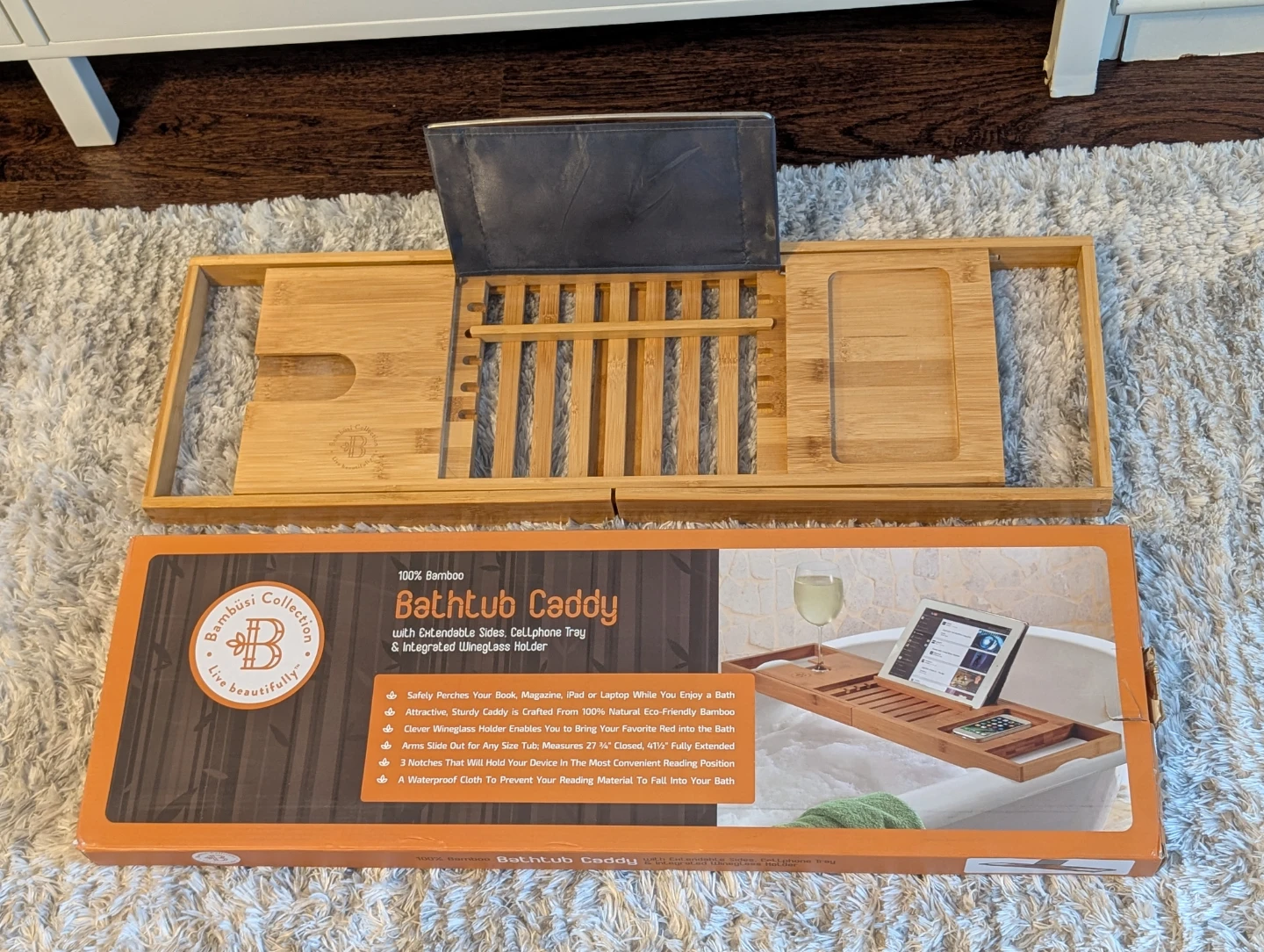 Bambusi Bathtub Caddy - Natural Eco-Friendly Bamboo
