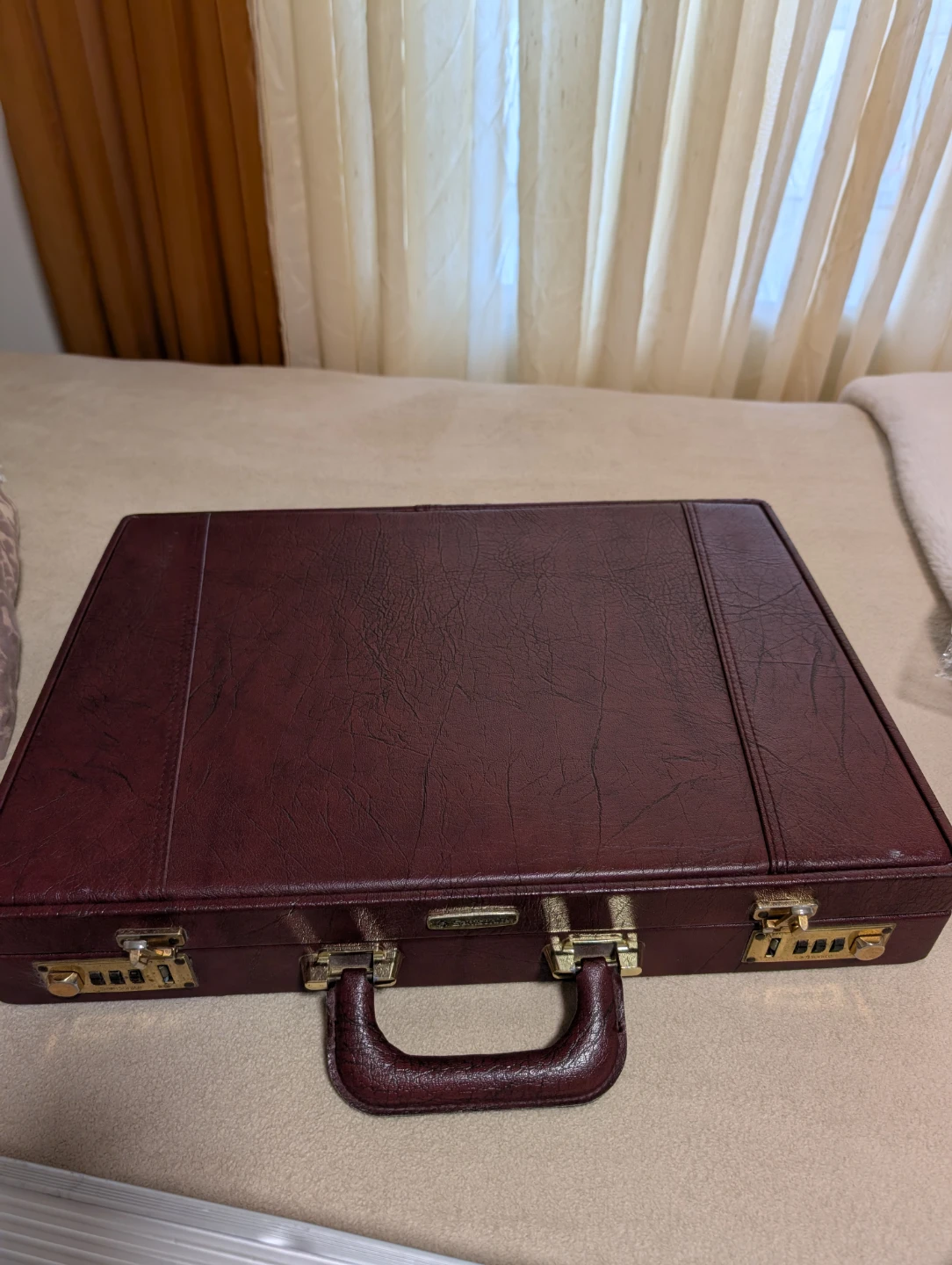 Maroon Leatherette Briefcase with Combination Locks - photo 2