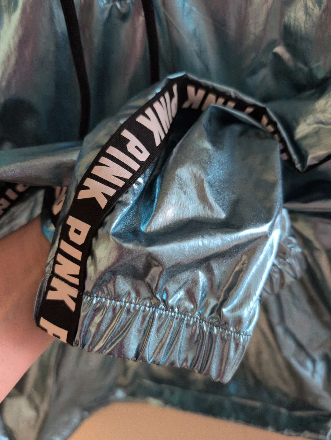 Victoria's Secret PINK Metallic Blue Pullover Anorak Jacket 🌱 - photo 5