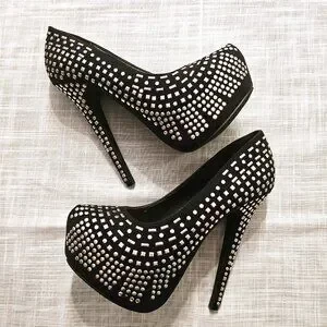 Just Fab Black Studded Platform Heels - photo 3