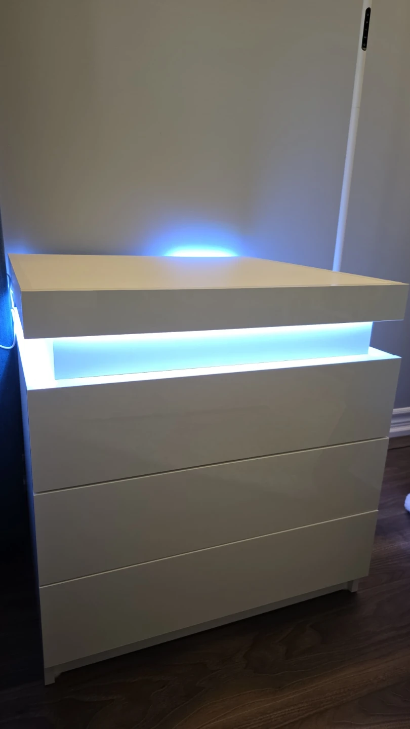 White 3-Drawer Nightstand with LED Light - photo 2
