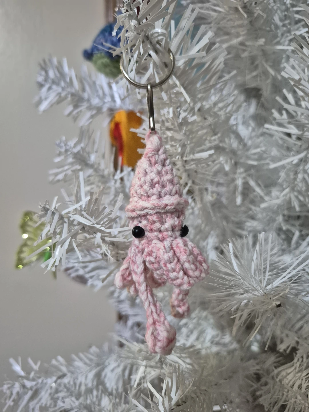 Pink Crochet Squid Keychain - photo 2