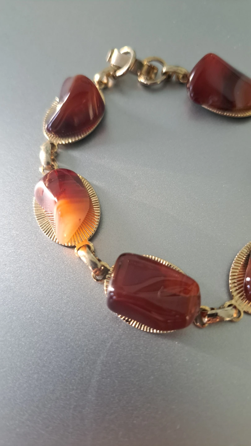 Vintage Amber & Gold Tone Bracelet & earrings - photo 2